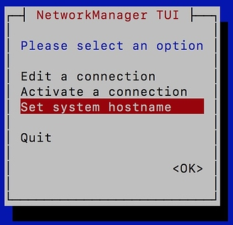 nmtui system hostname