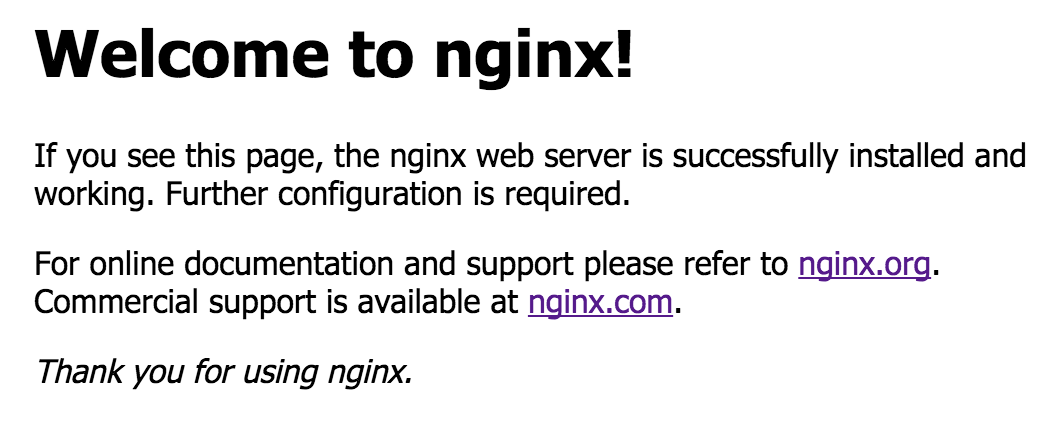 default nginx message