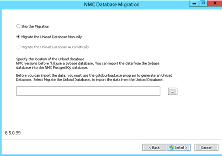 NMC database migration on Windows platforms