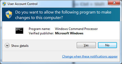 Windows elevated command prompt